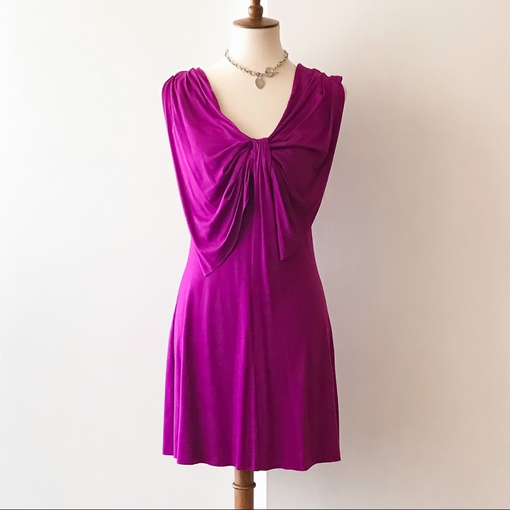 NWT Three Dots Purple Bow Sleeveless Dress Sz XS